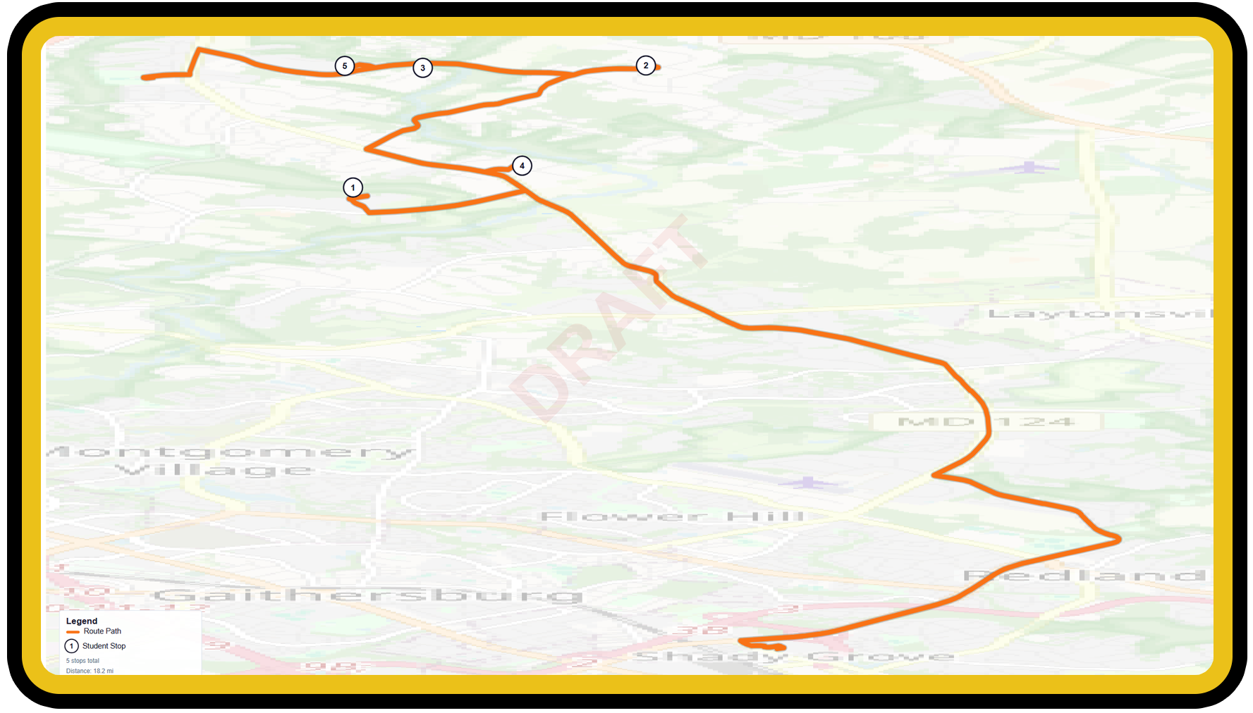 Route schematic map for wall display